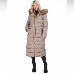 Tahari Nellie Long Puffer Coat- Pale Oak
